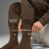 Chaussettes unisexes en laine et cachemire, effet givré - Espresso chiné/Ivoire