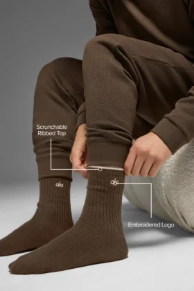 Chaussettes unisexes en laine et cachemire, effet givré – Espresso chiné/Ivoire