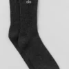 Chaussettes unisexes en laine et cachemire à effet givré - Gris ardoise foncé/Ivoire