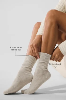 Chaussettes unisexes en laine et cachemire, légères et givrées – Latte d’hiver/Ivoire