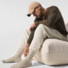 Chaussettes unisexes en laine et cachemire, légères et givrées - Latte d'hiver/Ivoire
