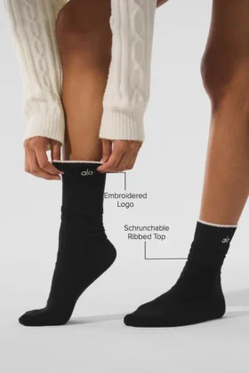Chaussettes unisexes en laine et cachemire « Light Frosted » – Noir/Ivoire