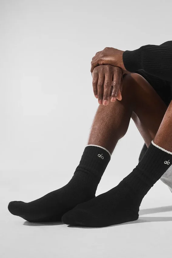 Chaussettes unisexes en laine et cachemire « Light Frosted » - Noir/Ivoire