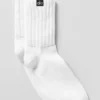 Chaussettes unisexes mi-mollet froncées - Blanc