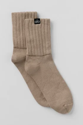 Chaussettes unisexes mi-mollet froncées - Gravel