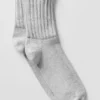 Chaussettes unisexes mi-mollet froncées - Gris chiné athlétique