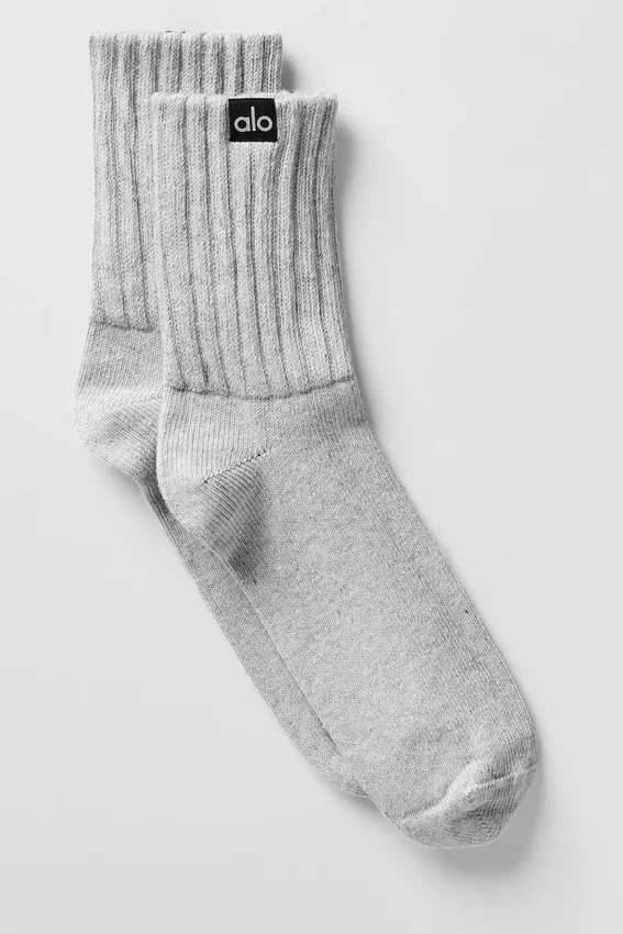 Chaussettes unisexes mi-mollet froncées - Gris chiné athlétique