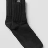 Chaussettes unisexes mi-mollet froncées - Noir