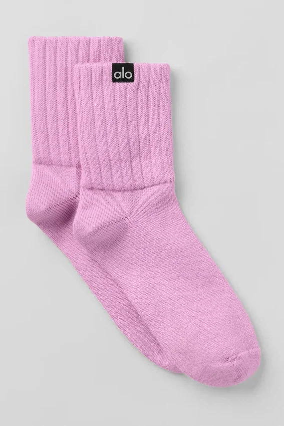 Chaussettes unisexes mi-mollet froncées - Rose bonbon