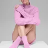 Chaussettes unisexes mi-mollet froncées - Rose bonbon