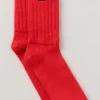 Chaussettes unisexes mi-mollet froncées - Rouge vif
