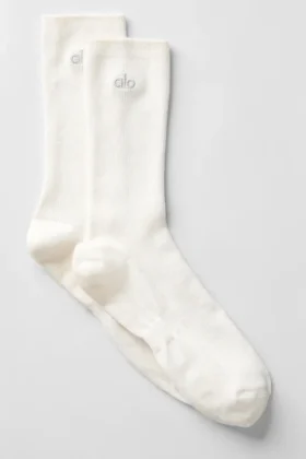 Chaussettes unisexes mi-mollet sobres - Ivoire
