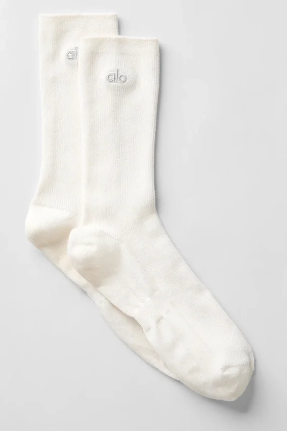 Chaussettes unisexes mi-mollet sobres - Ivoire