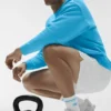 Chaussettes unisexes mi-mollet style rétro - Blanc/Bleu azur