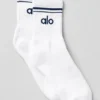 Chaussettes unisexes mi-mollet style rétro - Blanc/Bleu marine