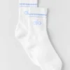 Chaussettes unisexes mi-mollet style rétro - Blanc/Bleu Provence clair