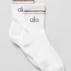 Chaussettes unisexes mi-mollet style rétro - Blanc/Cacao clair