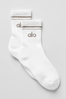 Chaussettes unisexes mi-mollet style rétro - Blanc/Cacao clair