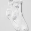 Chaussettes unisexes mi-mollet style rétro - Blanc chiné/Gris