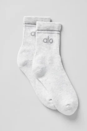 Chaussettes unisexes mi-mollet style rétro - Blanc chiné/Gris