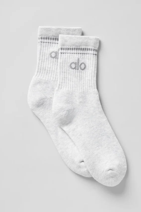 Chaussettes unisexes mi-mollet style rétro - Blanc chiné/Gris