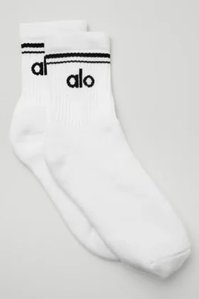Chaussettes unisexes mi-mollet style rétro - Blanc/Noir