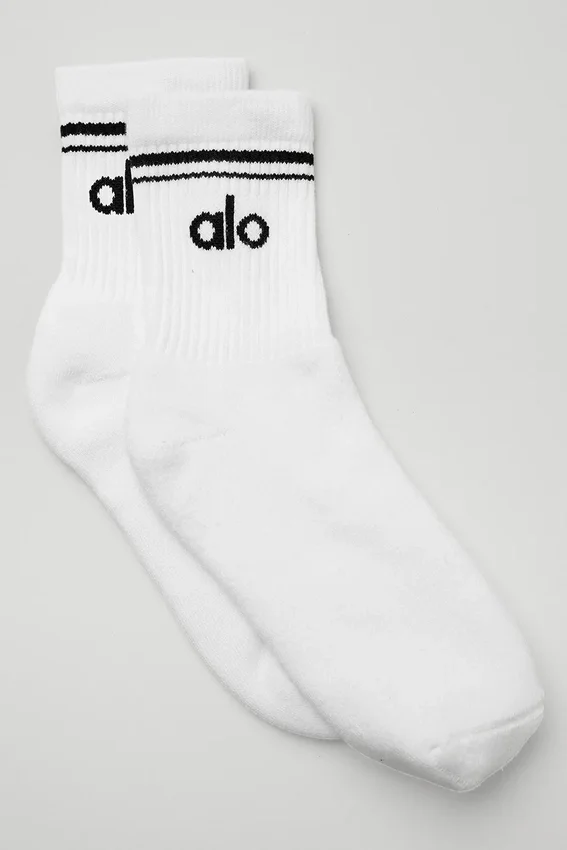 Chaussettes unisexes mi-mollet style rétro - Blanc/Noir
