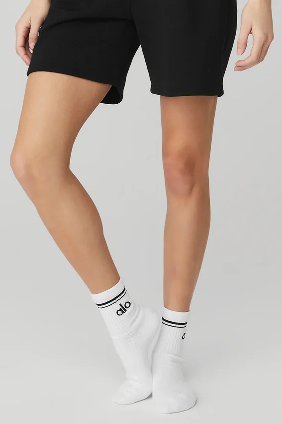 Chaussettes unisexes mi-mollet style rétro - Blanc/Noir
