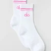 Chaussettes unisexes mi-mollet style rétro - Blanc/Rose paradis