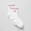 Chaussettes unisexes mi-mollet style rétro - Blanc/Rose sauvage