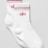 Chaussettes unisexes mi-mollet style rétro - Blanc/Rose sauvage