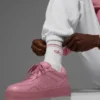 Chaussettes unisexes mi-mollet style rétro - Blanc/Rose sauvage