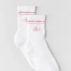 Chaussettes unisexes mi-mollet style rétro - Blanc/Rose vintage