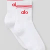 Chaussettes unisexes mi-mollet style rétro - Blanc/Rouge vif