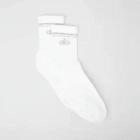 Chaussettes unisexes mi-mollet style rétro - Blanc/Titane