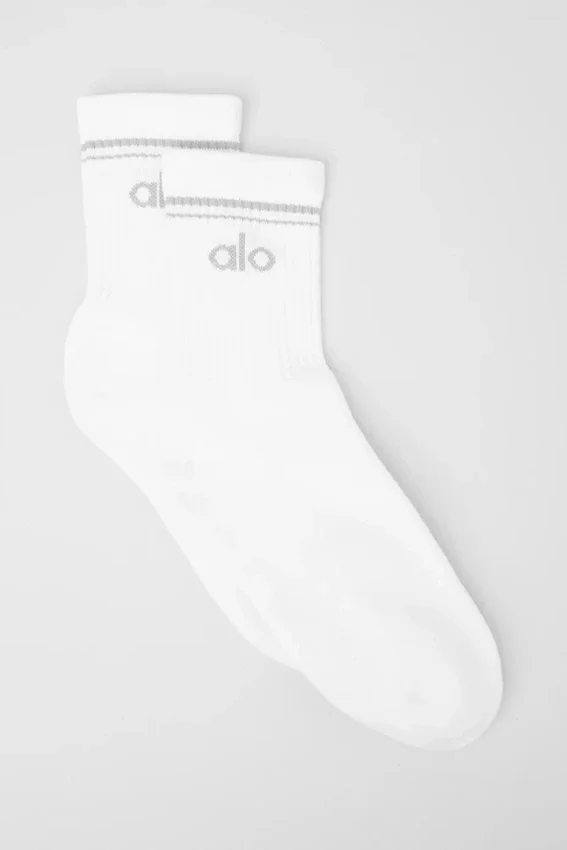 Chaussettes unisexes mi-mollet style rétro - Blanc/Titane