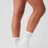 Chaussettes unisexes mi-mollet style rétro - Blanc/Titane