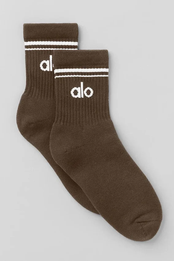 Chaussettes unisexes mi-mollet style rétro - Espresso/Blanc