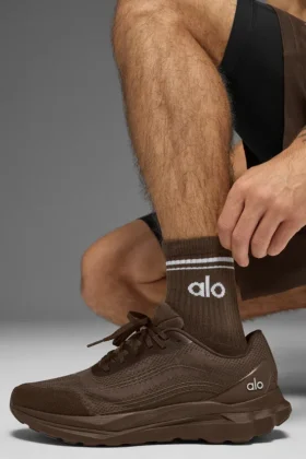 Chaussettes unisexes mi-mollet style rétro – Espresso/Blanc