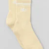 Chaussettes unisexes mi-mollet style rétro - Jaune bougie/Blanc
