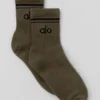 Chaussettes unisexes mi-mollet style rétro - Olive/Noir