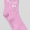Chaussettes unisexes mi-mollet style rétro - Rose bonbon/Blanc