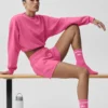 Chaussettes unisexes mi-mollet style rétro - Rose paradis/Blanc