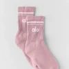 Chaussettes unisexes mi-mollet style rétro - Rose vintage/Blanc