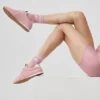 Chaussettes unisexes mi-mollet style rétro - Rose vintage/Blanc