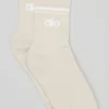 Chaussettes unisexes mi-mollet « Throwback » - Beige clair/Blanc