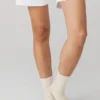 Chaussettes unisexes mi-mollet « Throwback » - Beige clair/Blanc