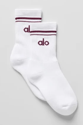Chaussettes unisexes mi-mollet « Throwback » - Blanc/Bordeaux