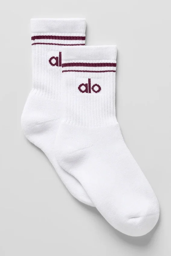 Chaussettes unisexes mi-mollet « Throwback » - Blanc/Bordeaux