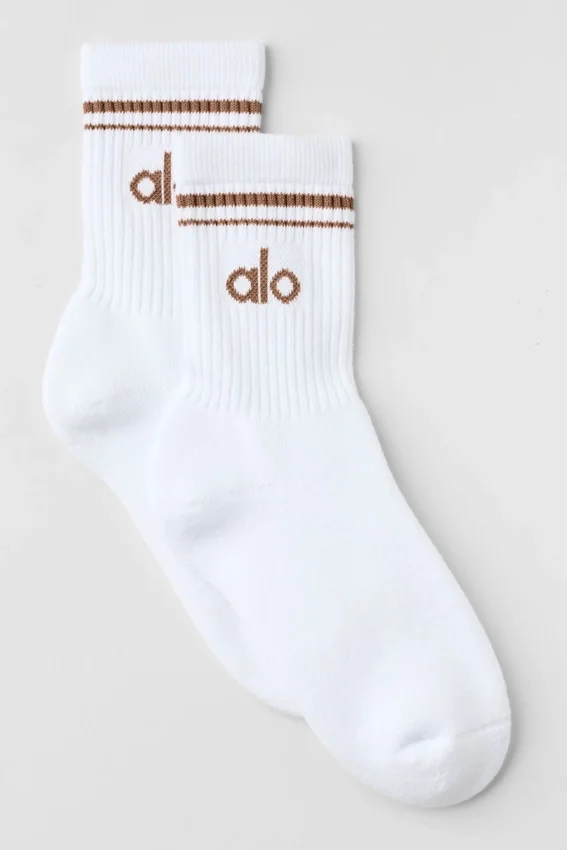 Chaussettes unisexes mi-mollet « Throwback » - Blanc/Brun ensoleillé